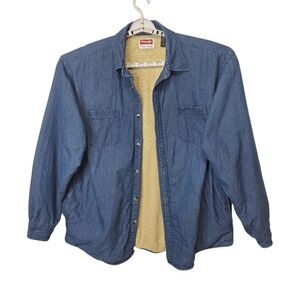 Wrangler Mens Shirt‎ Jacket Shacket Size XL Sherpa Lined Heavy Western Pockets
